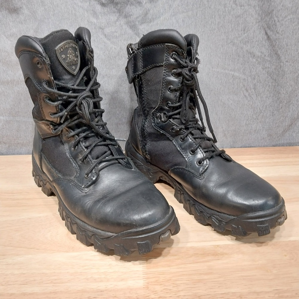 Rocky Alpha Force Mens Boots 8" Side Zip Waterproof Duty 10.5M Black
